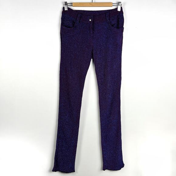 Vintage 90s Lip Service Sparkly Blue Pants Small Womens Mall Goth Gothic Y2K - Picture 1 of 16